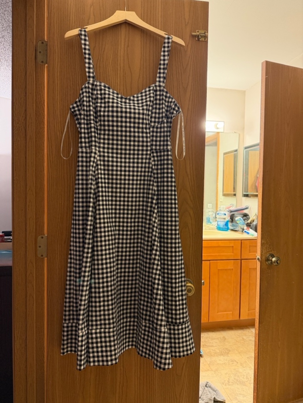 Avec Les Filles Black and White Gingham Midi Dress
